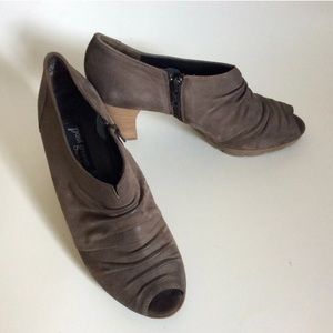 WOMENS PAUL GREEN MUNCHEN TAUPE LEATHER PEEP TOE SHOES Size US 7.5 / 5 UK